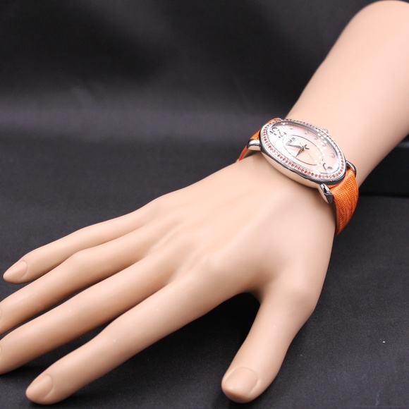 Orange Sapphire Diamond 1.90 Tcw Luxury Watch